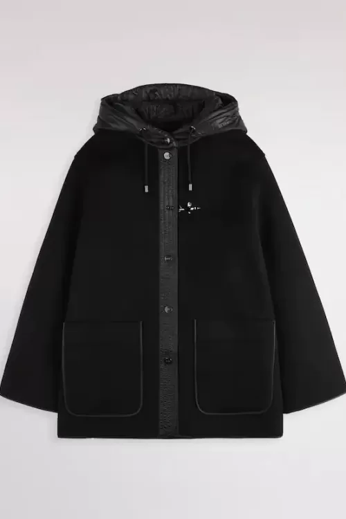 Caban Bimateriale in Lana e Cashmere