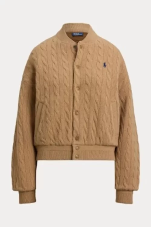 Bomber in lana e cashmere a trecce