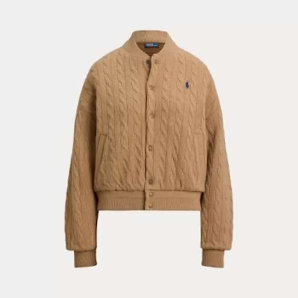 Bomber in lana e cashmere a trecce