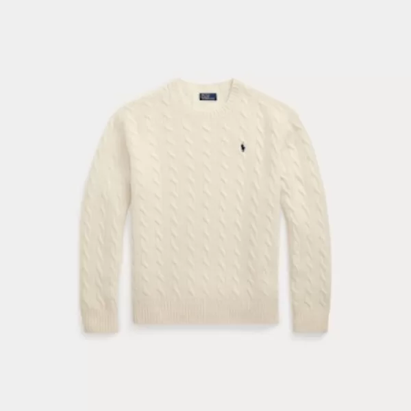 Girocollo in lana e cashmere a trecce