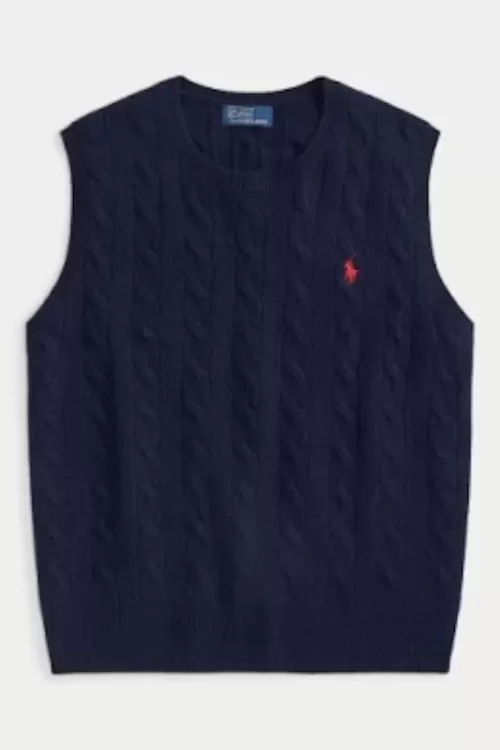GILET MAGLIA A TRECCE IN LANA-CASHMERE